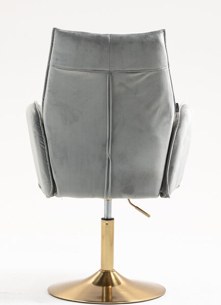 HR280N Scaun Gray din Catifea cu Bază Aurie