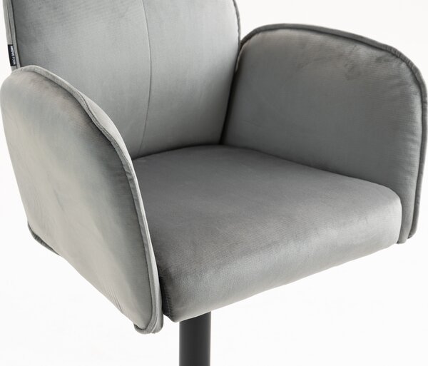 HR280W Scaun Gray din Catifea cu Bază Neagră
