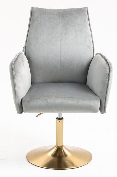 HR280N Scaun Gray din Catifea cu Bază Aurie