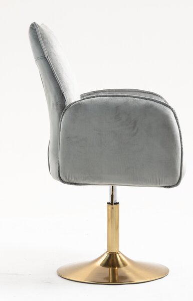 HR280N Scaun Gray din Catifea cu Bază Aurie