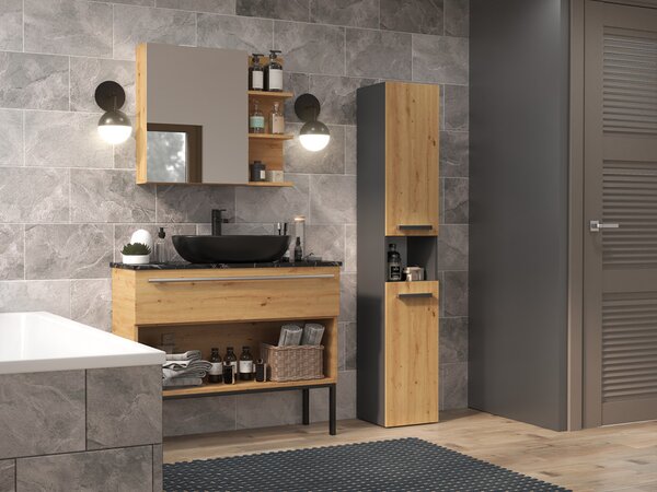 Dulap de baie Neltossa 12 (antracit + stejar artisan). Promo -14%. 1133011