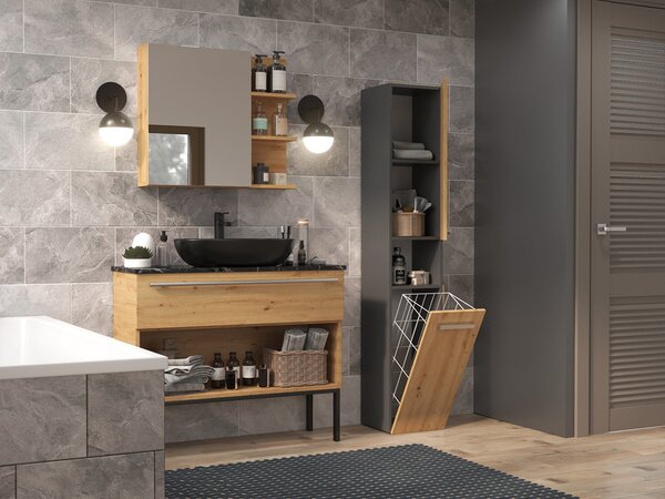 Dulap de baie Neltossa 12 (antracit + stejar artisan). Promo -14%. 1133011