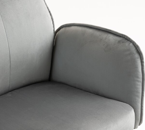 HR280W Scaun Gray din Catifea cu Bază Neagră