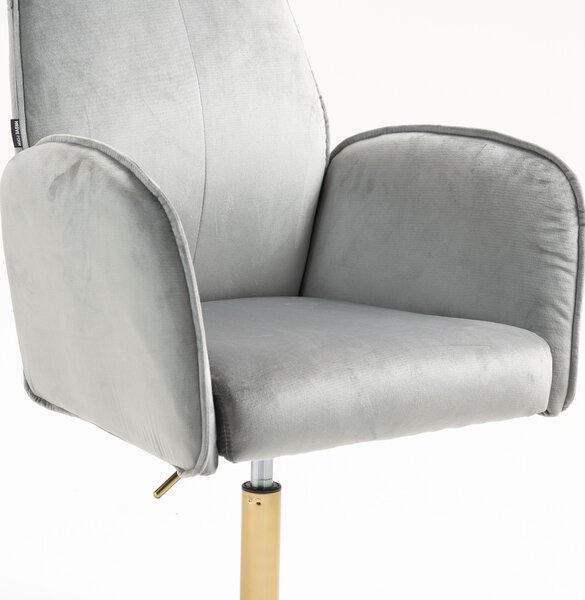 HR280N Scaun Gray din Catifea cu Bază Aurie