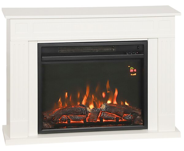 HOMCOM Șemineu Electric cu Flacără în 12 Culori, Telecomandă și Timer, 98x23.5x69.5 cm, Alb și Negru | Aosom Romania
