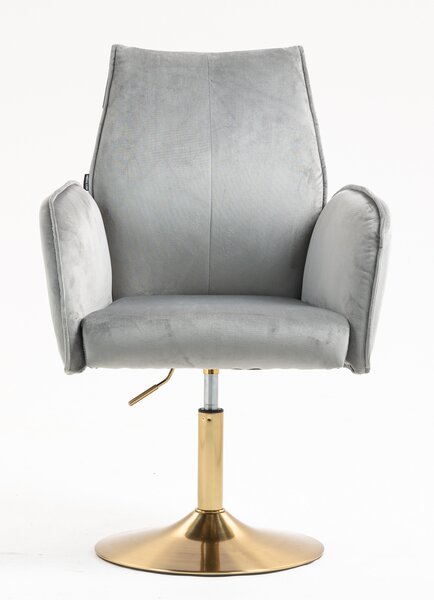 HR280N Scaun Gray din Catifea cu Bază Aurie