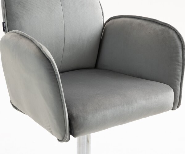 HR280W Scaun Gray din Catifea cu Bază Cromata