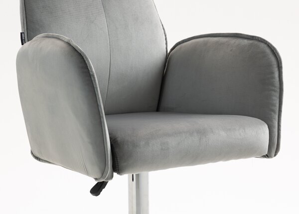 HR280W Scaun Gray din Catifea cu Bază Cromata