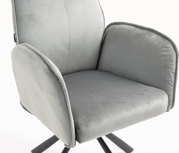 HR280 BAZĂ STEA Scaun Gray din Catifea cu Bază Neagră