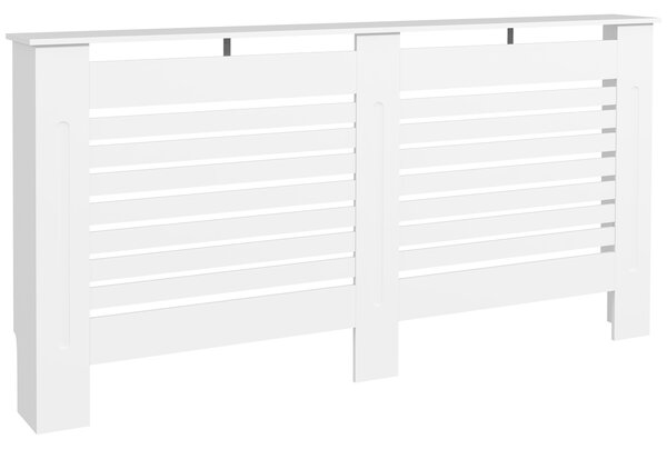 HOMCOM Mască de Calorifer cu Lamele și Raft din Lemn Alb 152x19x81 cm | Aosom Romania