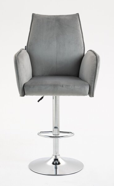 HR280W Scaun Gray din Catifea cu Bază Cromata