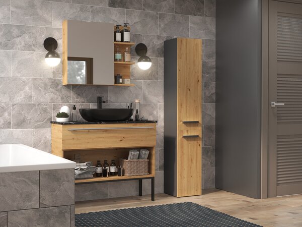 Dulap de baie Neltossa 14 (antracit + stejar artisan). Promo -18%. 1133017