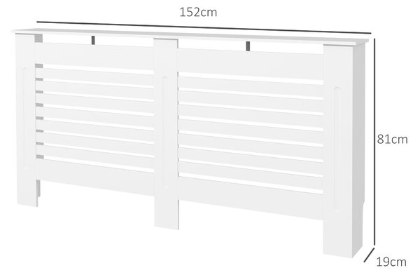HOMCOM Mască de Calorifer cu Lamele și Raft din Lemn Alb 152x19x81 cm | Aosom Romania
