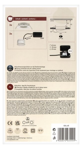SET 3x corp de iluminat încastrat pentru baie LED/6,5W IP23 NOVA 230V Paulmann 93449