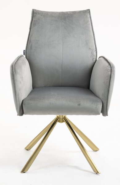 HR280 BAZĂ STEA Scaun Gray din Catifea cu Bază Aurie