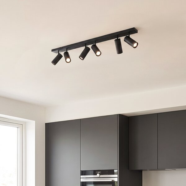Plafonieră modernă neagră 102cm 6 lumini reglabilă - Renna