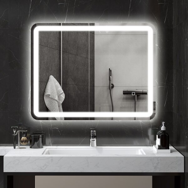 Kleankin Oglinda pentru baie cu lumini LED, 70 x 50 cm | Aosom Romania