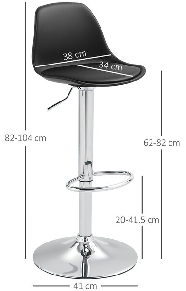 Homcom Set 2 Scaune Bar – Reglabile, Cu Spatar si Pivotante | Aosom Romania