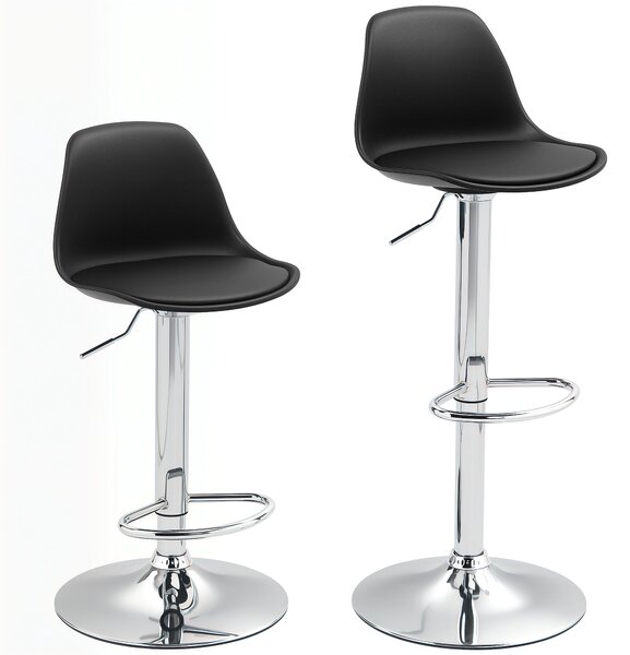 Homcom Set 2 Scaune Bar – Reglabile, Cu Spatar si Pivotante | Aosom Romania