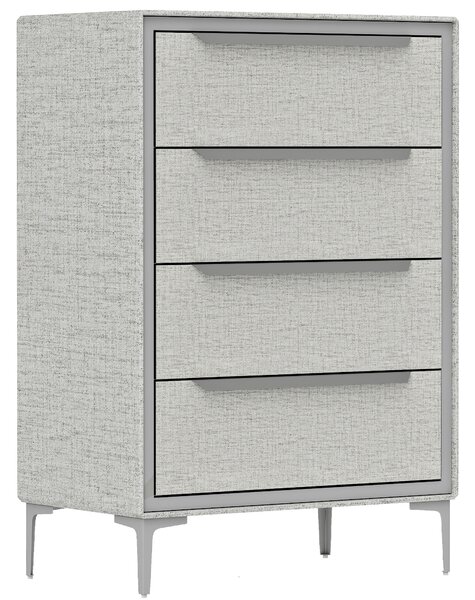 HOMCOM Comoda cu 4 Sertare în Oțel cu Acoperire în Țesut cu Efect de In, 60x36x88 cm, Gri | Aosom Romania