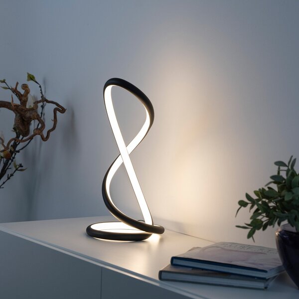 Paul Neuhaus Lampă de masă LED Twist, negru, înălțime 42 cm, reglabil, Negru, dormitor, Aluminiu, Modern