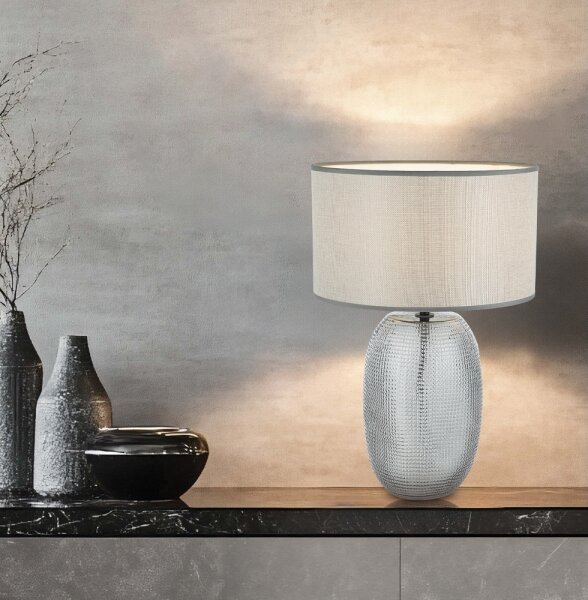 Lampă de masă JENIFER 1xE27/40W/230V gri/fumuriu