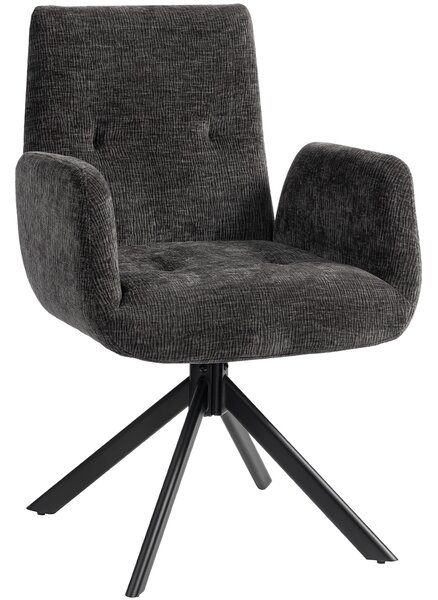 HOMCOM Fotoliu Rotativ pentru Dormitor, Material Textil cu Aspect de In și Picioare Înclinate din Oțel, Negru | Aosom Romania