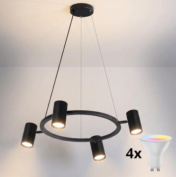 Brilagi - Lustră LED RGBW reglabilă, suspendată pe cablu SELE 4xGU10/6,5W/230V neagră