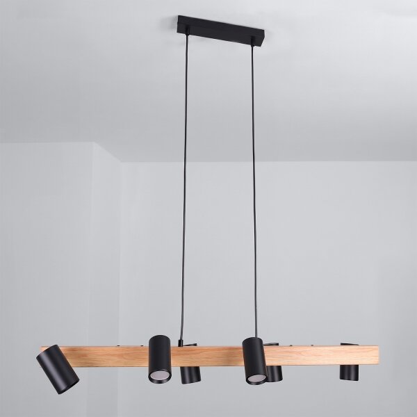Brilagi - Candelabru LED RGBW reglabil, suspendat pe cablu SELE 6xGU10/6,5W/230V negru/stejar