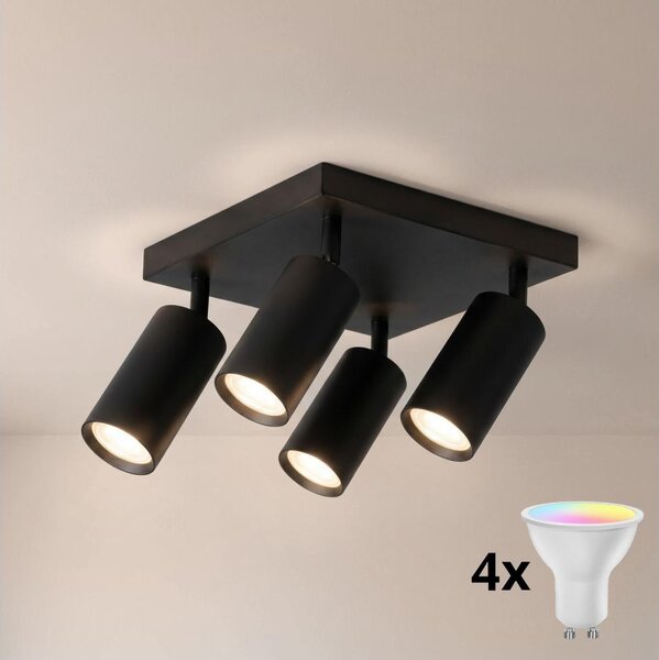 Brilagi - Spot LED RGBW dimabil SELE SQUARE 4xGU10/6,5W/230V negru