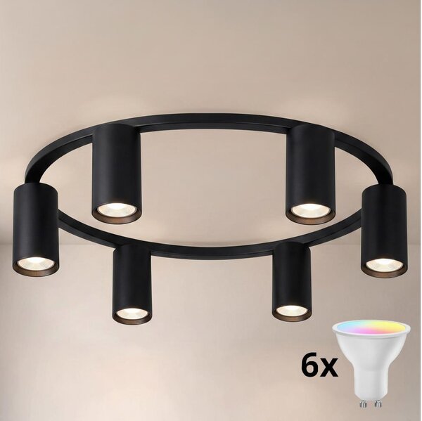 Brilagi - Lampă de tavan LED RGBW dimabilă SELE 6xGU10/6,5W/230V neagră
