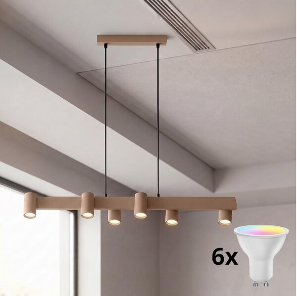 Brilagi - Lustru LED RGBW reglabil pe cablu SELE 6xGU10/6,5W/230V bej