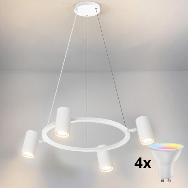 Brilagi - lustră LED RGBW reglabilă, suspendată pe cablu SELE 4xGU10/6,5W/230V, alb