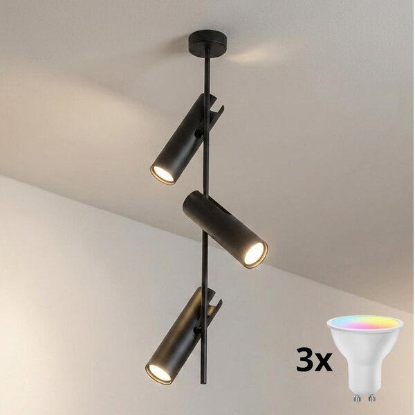 Brilagi - Lustră LED RGBW reglabilă pe tijă BRANCH 3xGU10/6,5W/230V neagră