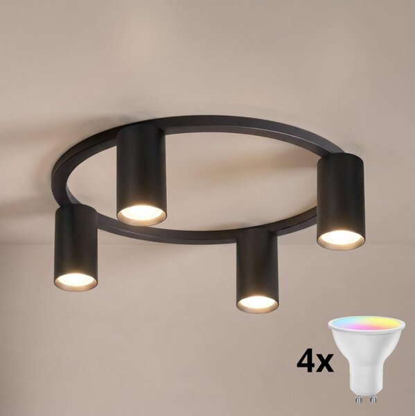 Brilagi - Plafonieră LED RGBW reglabilă SELE 4xGU10/6,5W/230V neagră