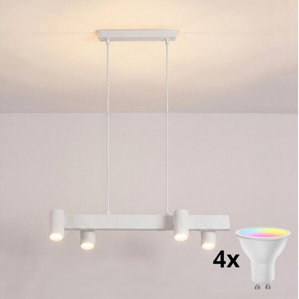 Brilagi - Lustra LED RGBW reglabilă pe cablu SELE 4xGU10/6,5W/230V albă