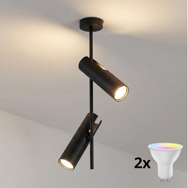 Brilagi - Lustră LED RGBW reglabilă pe tijă BRANCH 2xGU10/6,5W/230V neagră
