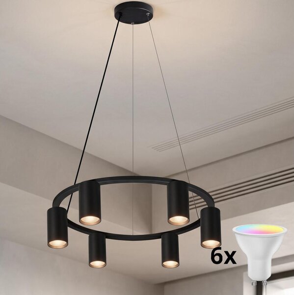 Brilagi - Lustra LED RGBW reglabilă suspendată pe cablu SELE 6xGU10/6,5W/230V neagră