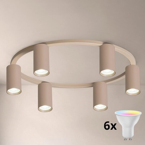 Brilagi - LED RGBW plafonieră dimmabilă SELE 6xGU10/6,5W/230V bej