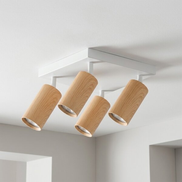Brilagi - Spot LED RGBW dimmabil SELE SQUARE 4xGU10/6,5W/230V alb/stejar