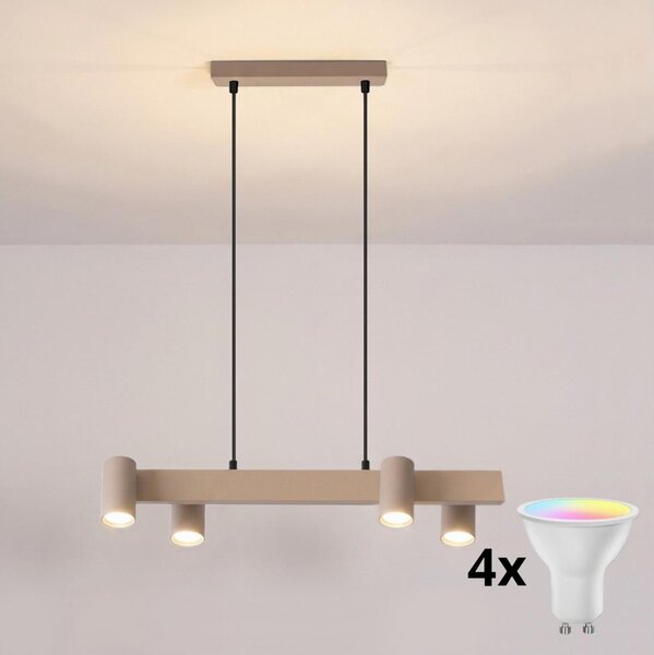 Brilagi - Lustra LED RGBW dimabilă pe cablu SELE 4xGU10/6,5W/230V bej
