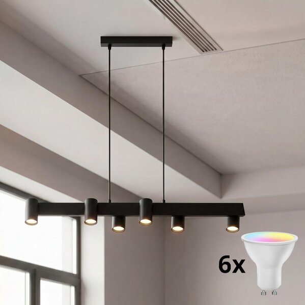 Brilagi - Lustră LED RGBW dimabilă suspendată pe cablu SELE 6xGU10/6,5W/230V neagră