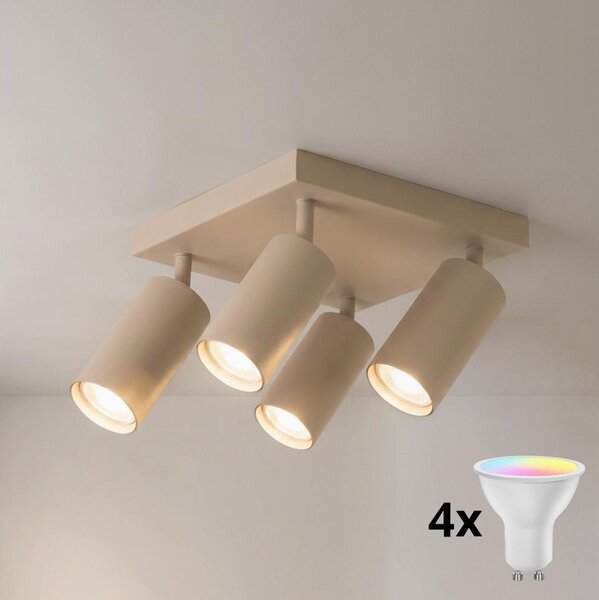 Brilagi - Spot LED RGBW dimabil SELE SQUARE 4xGU10/6,5W/230V bej