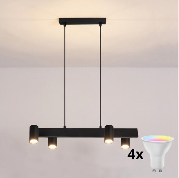 Brilagi - Lustru LED RGBW dimmabil suspendat pe cablu SELE 4xGU10/6,5W/230V negru