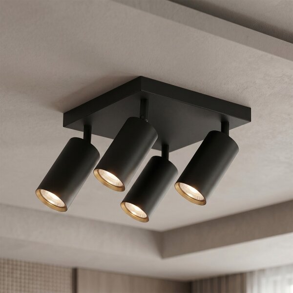Brilagi - Spot LED RGBW dimerizabil SELE SQUARE 4xGU10/6,5W/230V negru/auriu