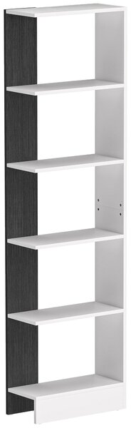 HOMCOM Raft Îngust cu 5 Etajere, Raft Economisitor de Spațiu Modern din Lemn, Bibliotecă pentru Baie, Living, Dormitor, Birou, 45x21x170 cm, Alb și Negru | Aosom Romania