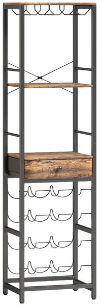 HOMCOM Dulap de Bar, Mobilier de Bar cu Sertar și Suport pentru Pahare, Maro Rustic | Aosom Romania