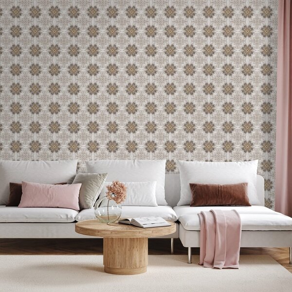 Tapet ornamente florale maro