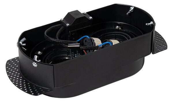 Set de 6 spoturi încastrate rotunjite negre GU10 50mm cu 2 lumini - Hubs