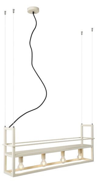 Lampă suspendată industrială bej cu 4 lumini - Cage Rack